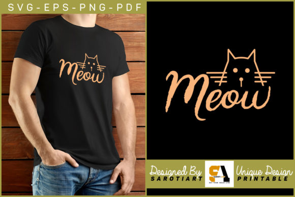 Cat Design with Funny Meow Calling Svg for Graphics and Crafts
