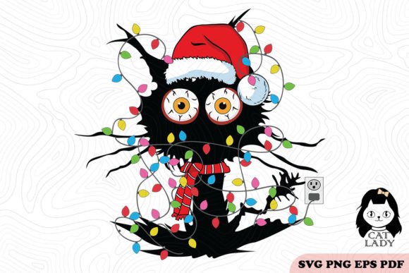 Funny Cat Christmas SVG PNG Graphics for Crafts