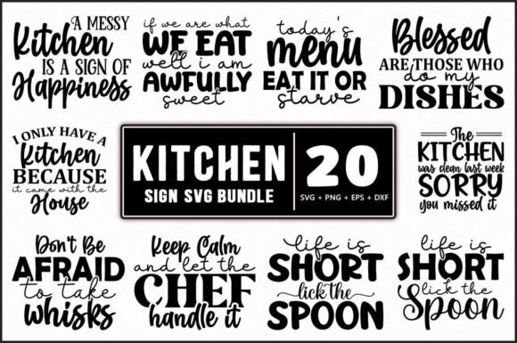 Funny Kitchen Sign SVG Bundle - 20 for Graphics and Crafts