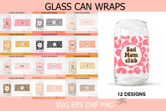Glass Can Wrap SVG PNG Funny Leopard Des for Graphics and Crafts