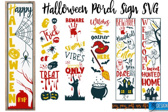 Halloween Porch Signs SVG Bundle SVG for Crafts and Graphics
