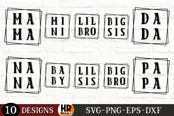 Mama Dada Mini Funny Matching Family SVG Graphics for Crafts