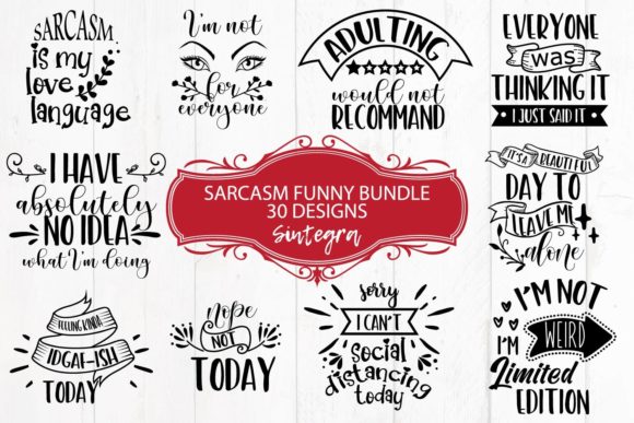 Sarcasm Funny Quotes Bundle SVG 30 Files for Graphics and Crafts